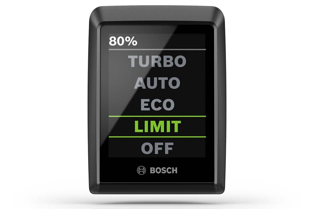 Bosch Kiox Display, zeigt neue Unterstützungsstufe "Limit" für S-Pedelecs
