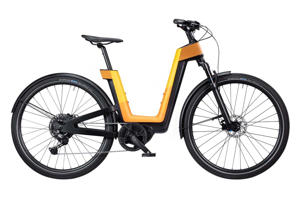 Productshot gelbes E-Bike von der Seite