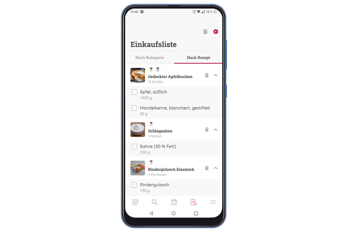 Ein Screenshot der Monsieur-Cuisine-App.