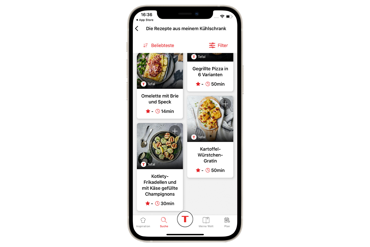 EIn Screenshot der Tefal-App auf einem iPhone.
