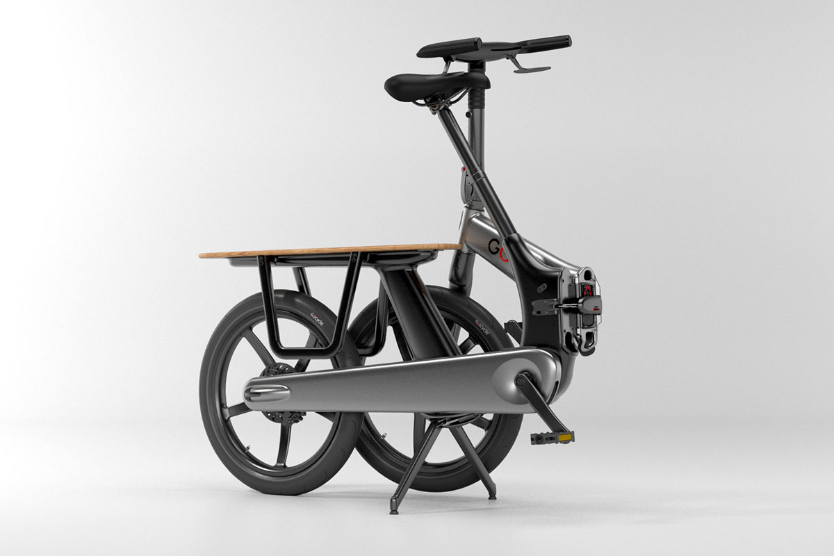 Goycle E-CXargo-Bike im zusammengefalteten Zustand.