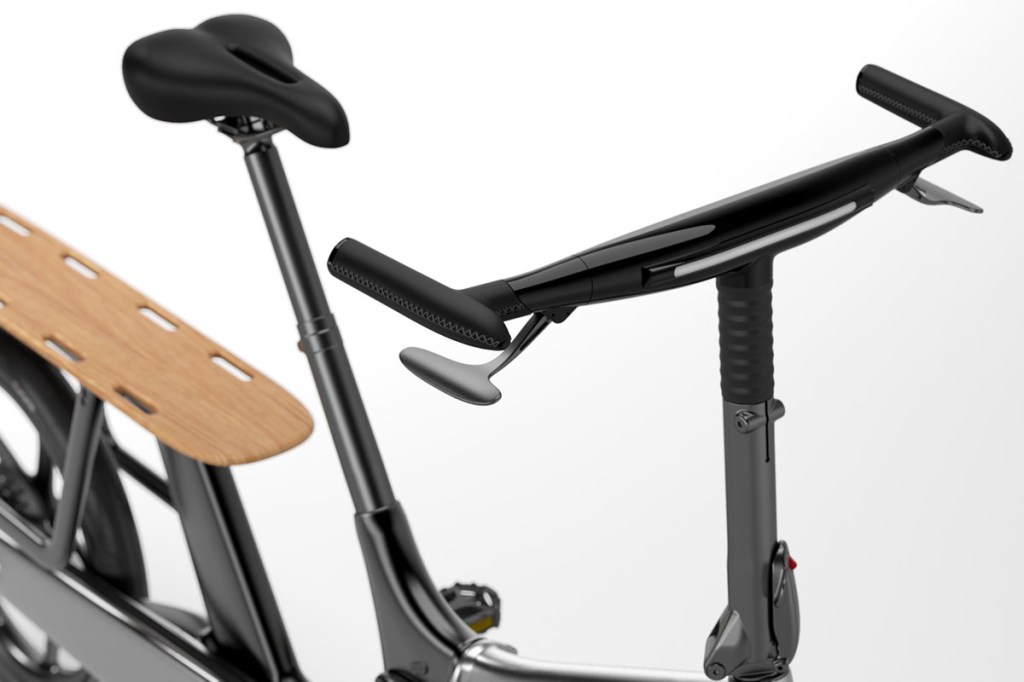 Detailansicht Lenker und Sattel bei Gocycle E-Cargo-Bike.