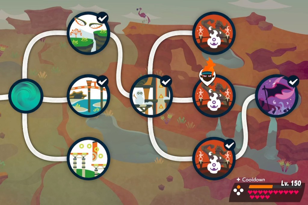 Screenshot aus dem Spiel Ring Fit Adventure, man sieht die Weltkarte im Abenteuer-Modus.