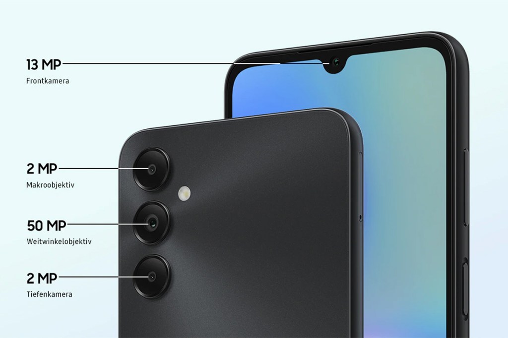 Das Smartphone Samsung Galaxy A05s, von vorne und hinten.