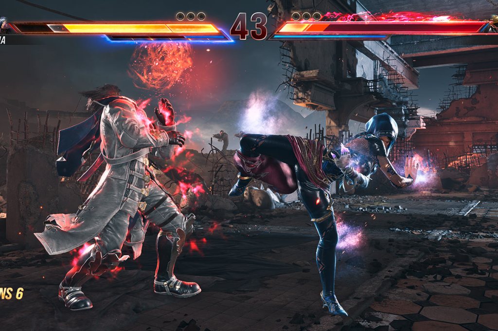 Ein Bild aus dem Videospiel Tekken 8, es zeigt zwei Figuren beim Kampf in der Nacht.