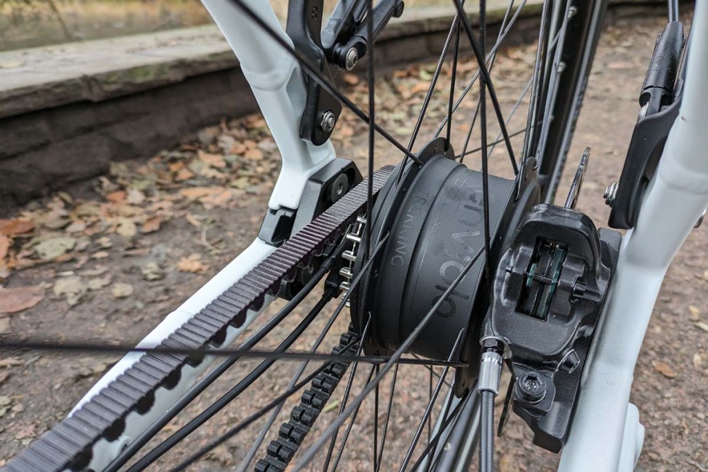Nahaufnahme Nabe HInterrad mit Automatikschaltung an E-Bike