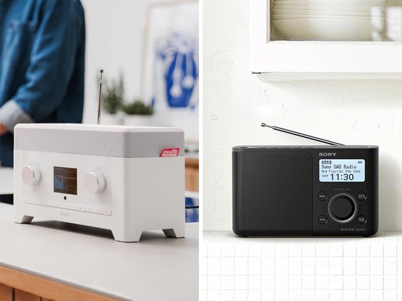 Digitalradios auf einem zweigeteiltem Bild.