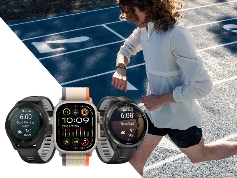 Läufer mit einer Smartwatch am Handgelenk.