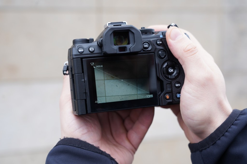 Der GND Filter auf dem Display der OM1 Mark II