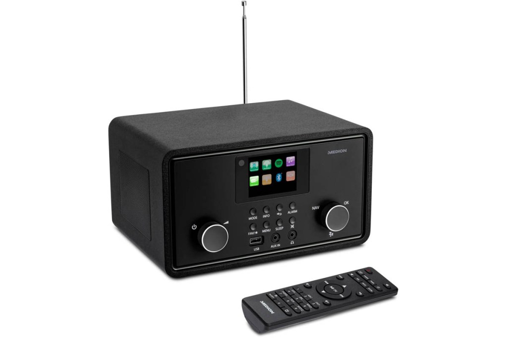 Ein modernes, schwarzes Digitalradio