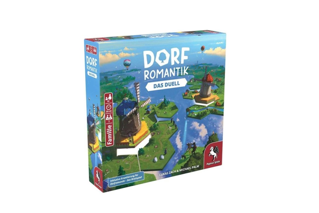 Das Brettspiel Dorfromantik Das Duell in seiner Packung.