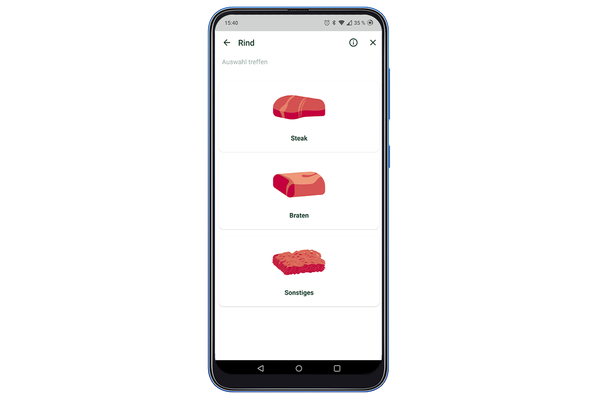 Ein Screenshot der Vorwerk Cooking Center App auf einem Smartphone.
