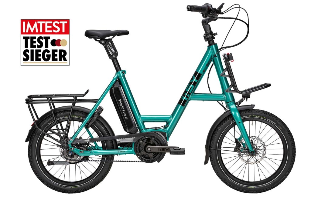 Productshot Kompakt-E-Bike mit Testsieger-Siegel