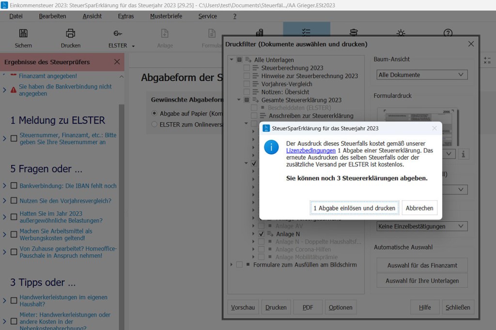 SteuerSparErklärung 2024 Steuerprogramm Lizenzen