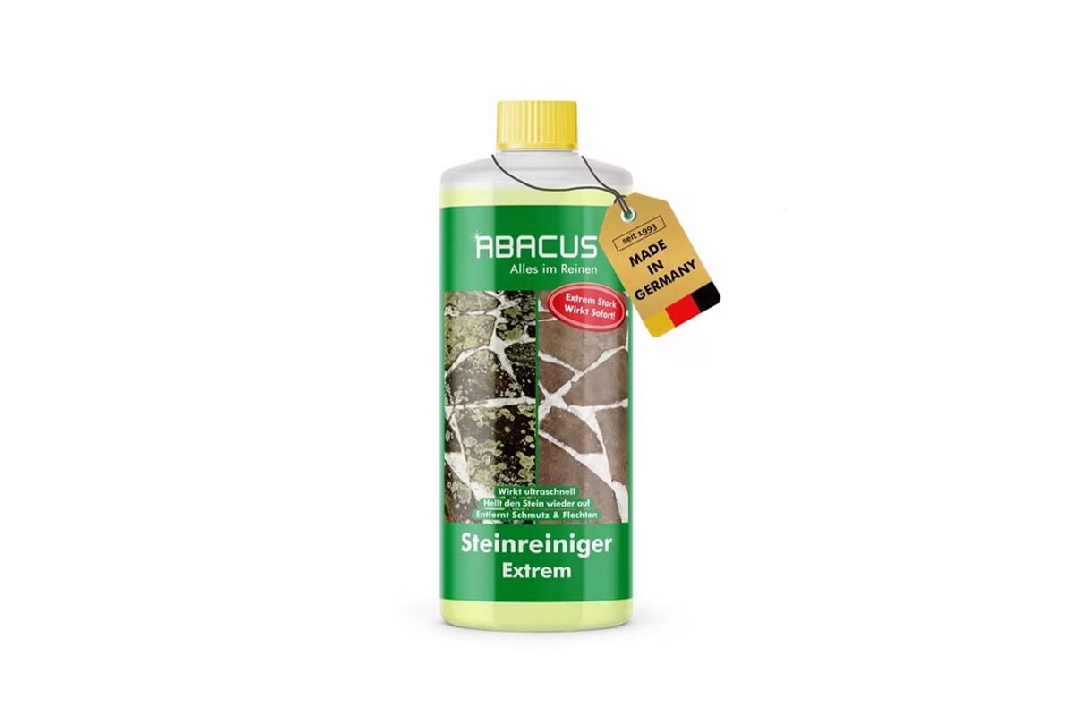 Productshot grüne Flasche Steinreiniger