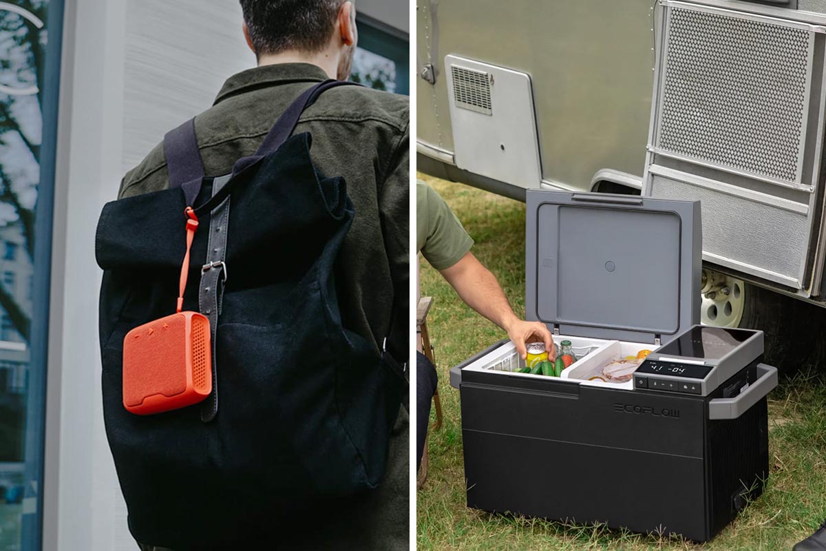 Music-Box und Kühltasche auf einem zweigeteiltem Bild.