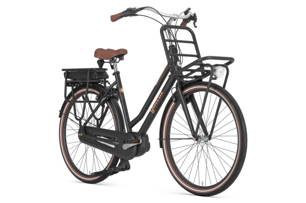 Productshot E-Bike im Hollandrad-Stil schräg von der Seite