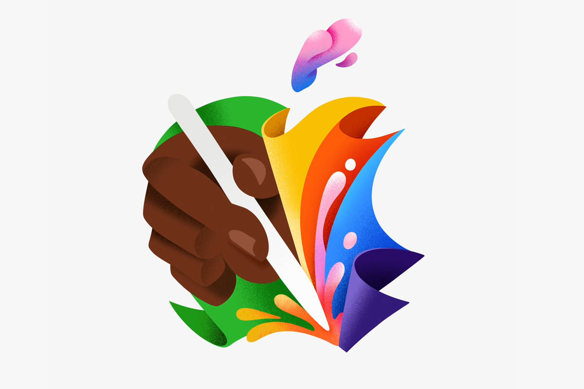 Buntes Apple-Logo für "Lass dich frei" Event