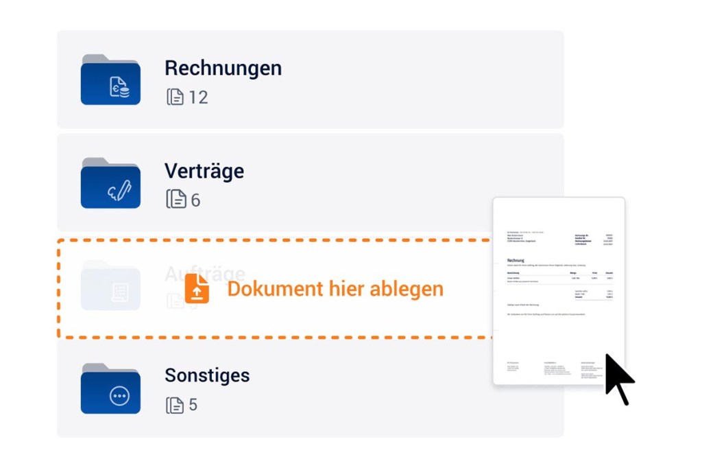 Eine Detailaufnahme der Ordnerstruktur aus Dokublick.