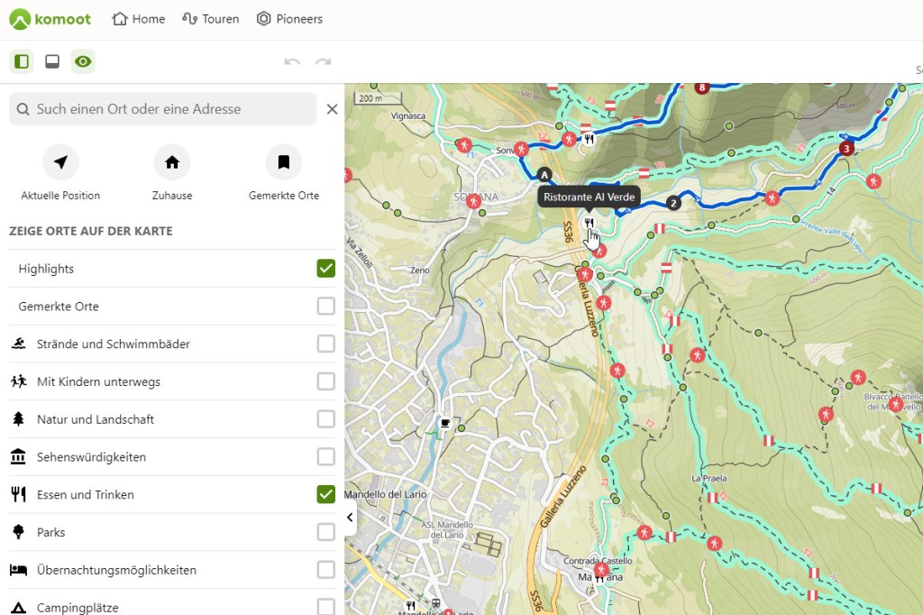 komoot Anleitung POIs