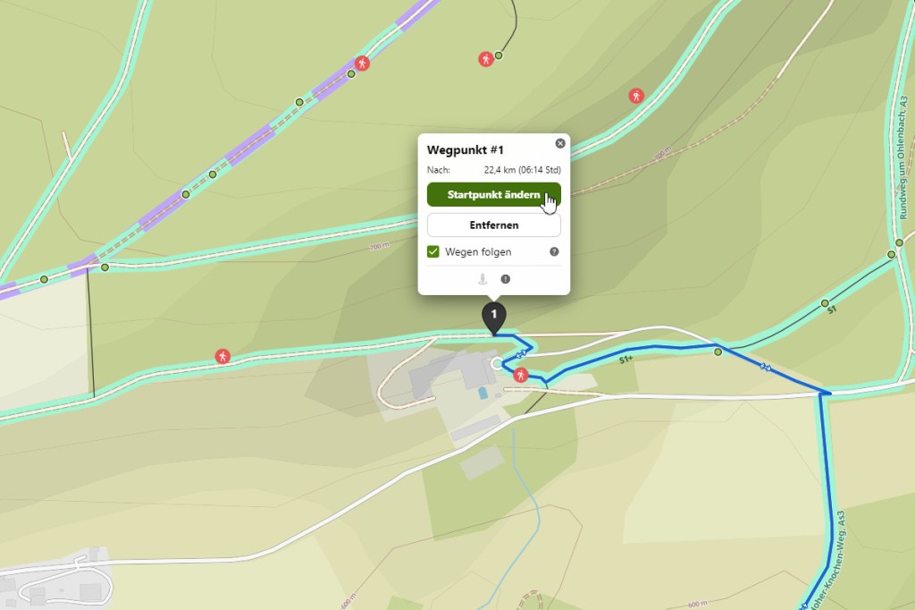 komoot Anleitung Startpunkt ändern