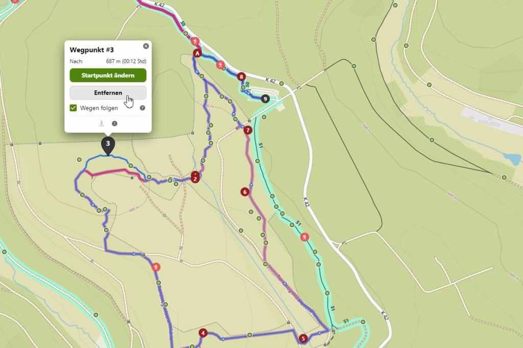 komoot Anleitung Wegpunkte ändern