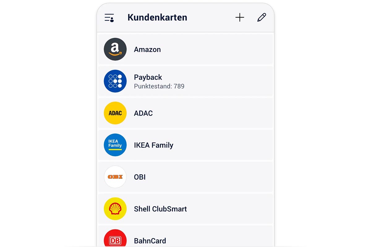 Die Kundenkarten-Funktion in der Finanzblick App.