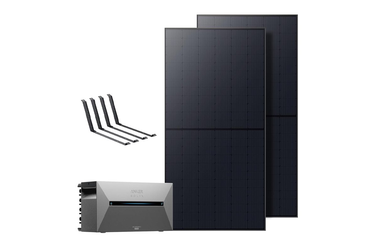 Das Anker Solix Solarbank 2 E1600 Pro System auf weißem Hintergrund.