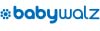 Blauer Text " Baby Walz" auf weißem Grund