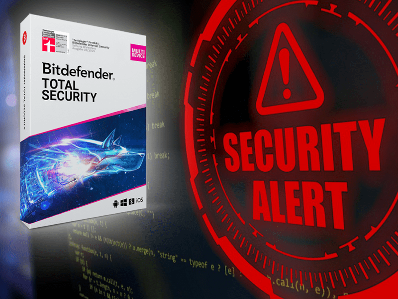 Der Packshot von Bitdefender wird auf dem Foto vorgestellt.