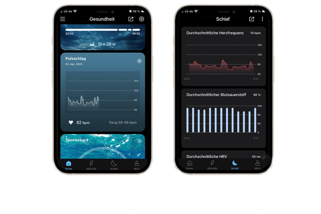 Screenshots aus der QRing App