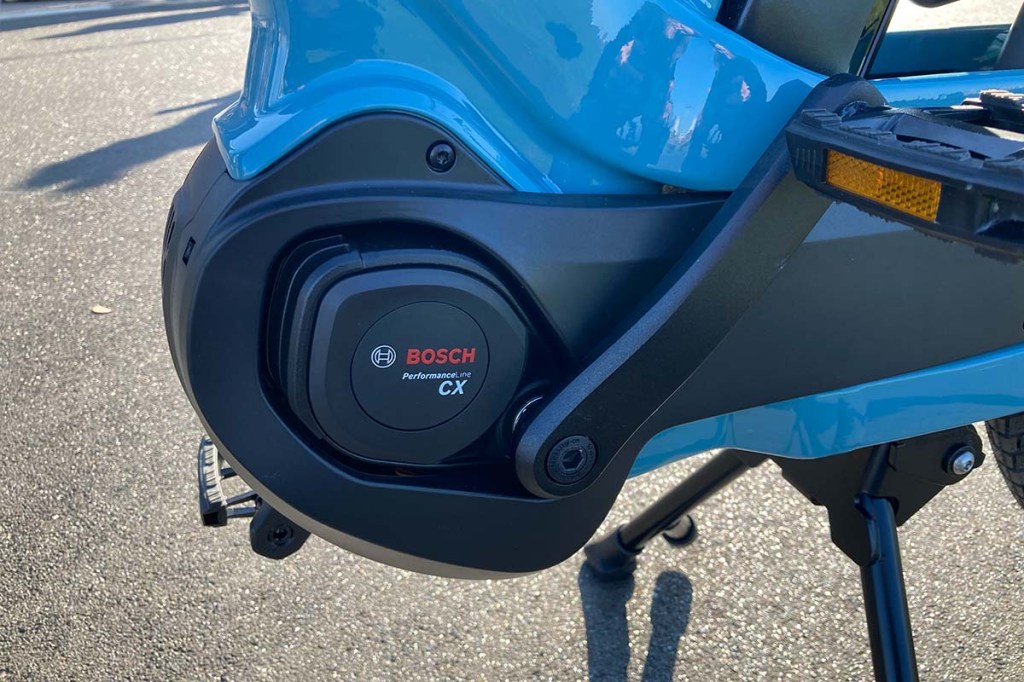 Nahaufnahme Motor an einem Lastenrad