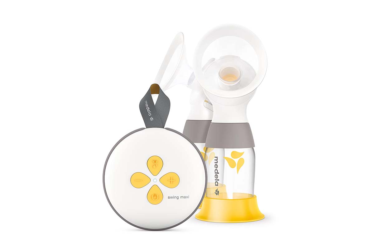 Productshot Milchpumpe mit zwei Flaschen und Bedienelement