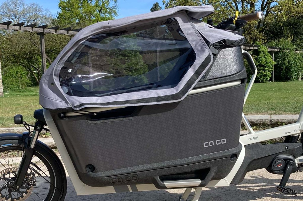 Nahaufnahme Transportwanne eine Cargo-E-Bike