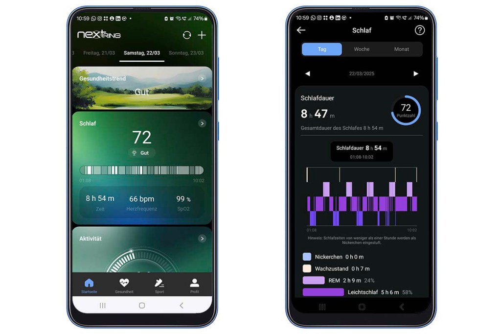 Screenshots aus App von Era-Fit