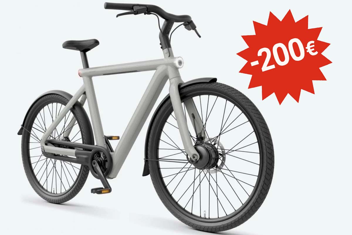 graues e-bike auf grauem grund, dazu grafik, die -200€ anzeigt